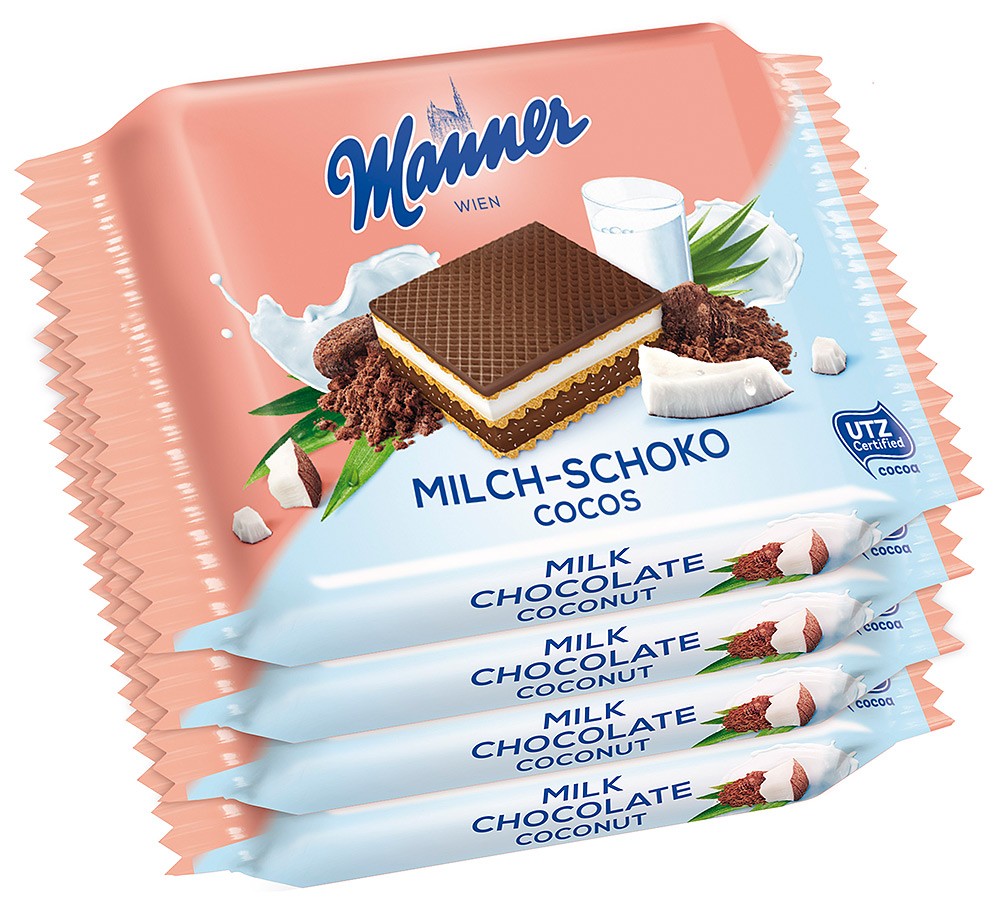 Manner Crispy Snack Coconut 4x25g Manner Wafers Onlinefromaustria Com