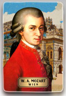 Osterreich Austria echter Bernstein Kühlschrankmagnet Mozart Wien 
