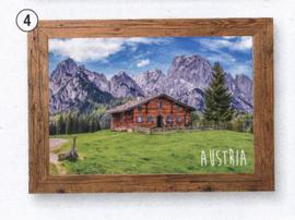 Fridge Magnet Austria Mountain Farm Wooden Frame