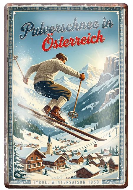 Tin Sign Pulverschnee in Österreich