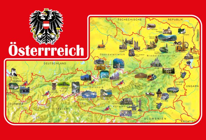 Blechschild Österreich Landkarte