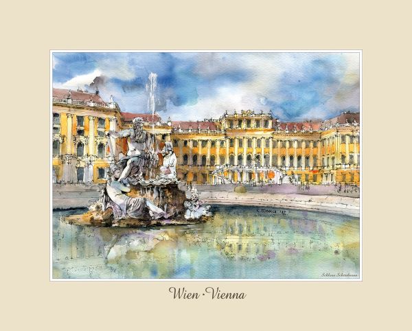 Watercolor painting Vienna Schönbrunn