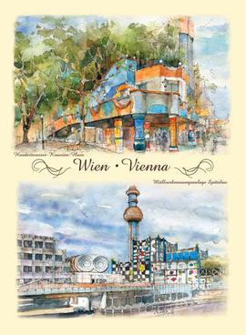 Postcard Hundertwasserhaus Watercolor