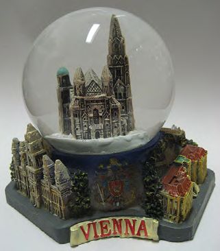 Wien Schneekugel Stephansdom Snowglobe Souvenir mit Austria Sockel 