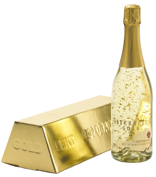 Sparkling Wine Gold with Gold Bar Carton Inführ 0,75L